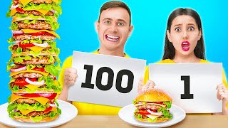 100 LAYERS OF FAVOURITE FOOD || Extreme 24 Hours Challenge by 123 Go! GLOBAL