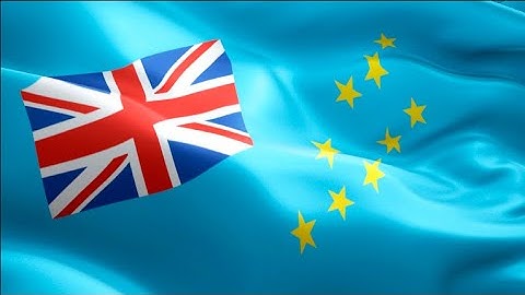 Tuvalu flag closeup 1080p Full HD 1920X1080 footage video waving in wind. Tuvaluan flag H