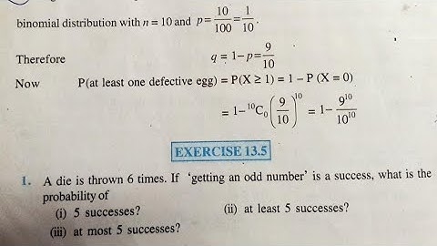 Exercise 13.5 Q1,2 Example 30,31,32 Class 12th Ch. 13th Bernoulli Trails & Binomial distribution P14