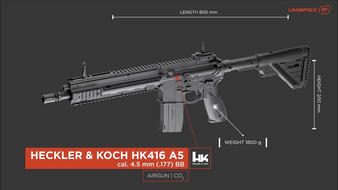 Umarex HK416 A5 Burst CO2 - Full auto 6 coups - 4.5mm (3.5J) - Armurerie  Loisir