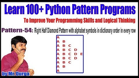 Learn 100+ Python||54: Right Half Diamond Pattern with alphabet symbols in dictionary order