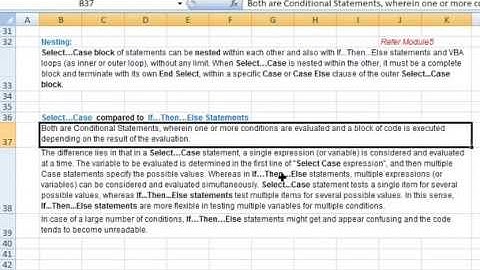 Select...Case Statements in Excel VBA, Option Compare, Nesting, & compare with If...Then Statements