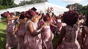 A dance to Sister Betina son by Malawian women at a wedding party