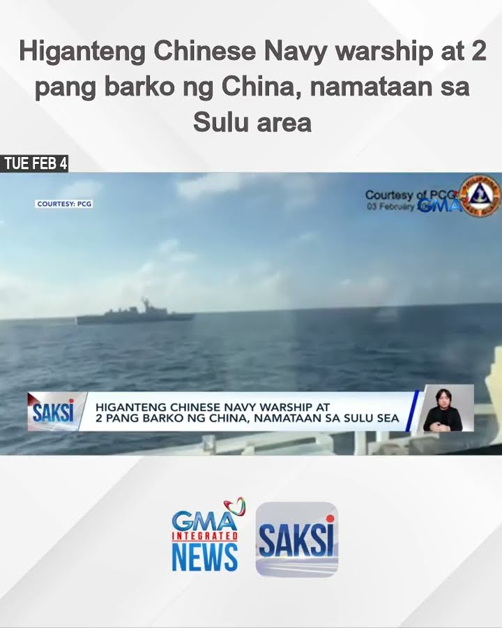 Higanteng Chinese Navy warship at 2 pang barko ng China, namataan sa Sulu area | Saksi