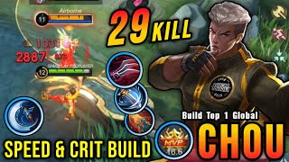 29 Kills!! Attack Speed & Critical Build Chou Offlane Monster!! - Build Top 1 Global Chou ~ MLBB