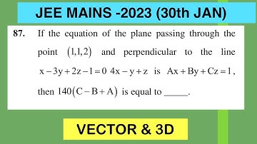 Ifequation of plane passing through point(1,1,2)&perpendicular to linex-3y+2z-1=0=4x-y+zisAx+By+Cz=1