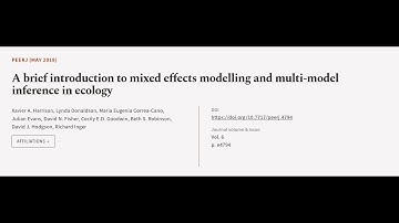 A brief introduction to mixed effects modelling and multi-model inference in ecology | RTCL.TV