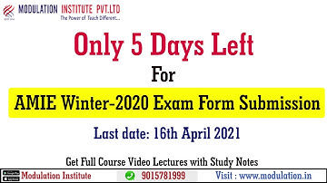 5 Days Left For AMIE Winter 2020 Exam Form Submission | Get Full Course Video with Notes  9015781999