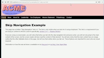 Accessible Web Development  - Skip Navigation Link