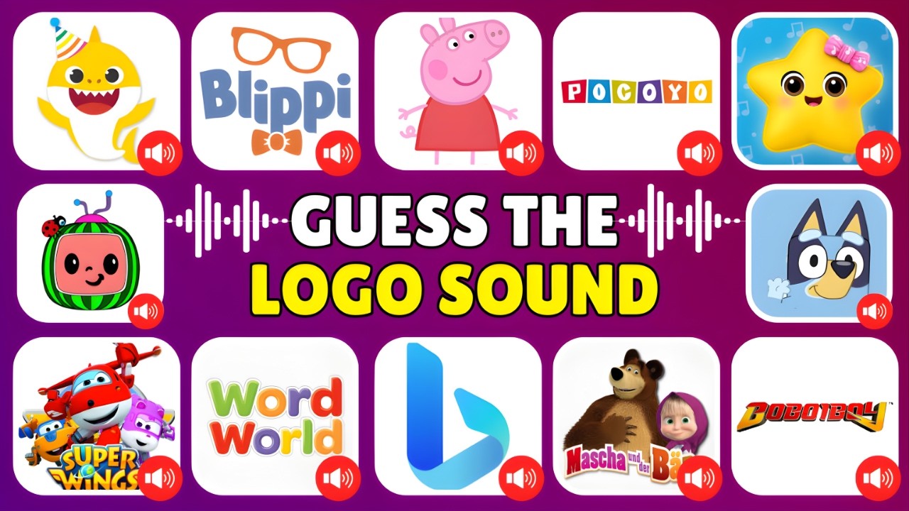 Guess The Preschool Learning Character Logo Sound 🔊 | Baby Shark, Blippi, Peppa Pig | Quiz 2026