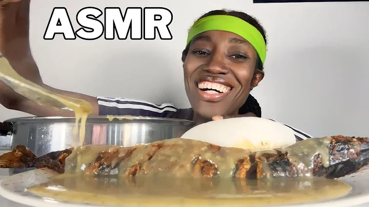 Asmr mukbang hot white soup with Pounded Yam Fufu/Nigerian food mukbang