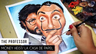 The Professor Money Heist Drawing Oil Painting Tutorial  Mask Painting  | La Casa de papel