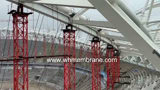 PTFE facade ETFE air cushion roof for large span stadium #steelstructure #constructionstructure