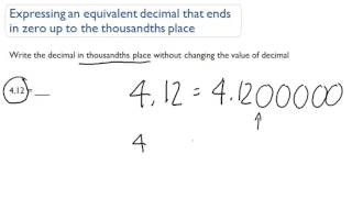 Expressing An Equivalent Decimal That Ends In Zero Up To The Thousandths Place