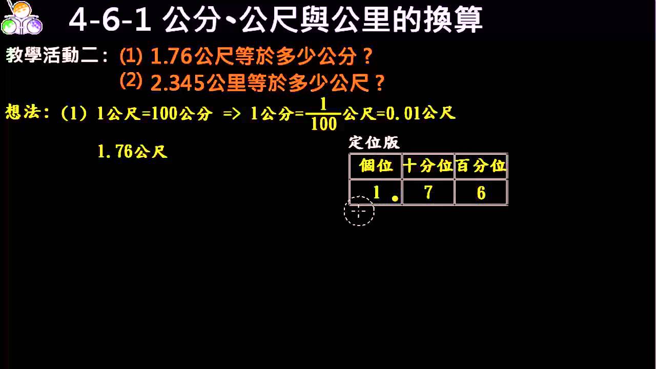 4 6 1 公分 公尺與公里的換算 昭文老師講解 Youtube