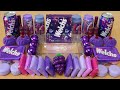 Mixing”Purple Welches” Eyeshadow and Makeup,parts,glitter Into Slime!Satisfying Slime Video!★ASMR★