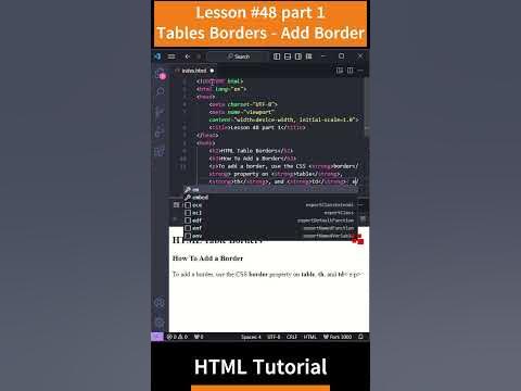 HTML Tutorial - Lesson 48: HTML Tables Borders - Add a borde com CSS ...