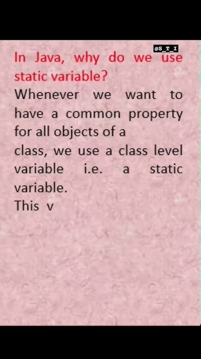 In java, why do we use static variable? #staticvariable #java # ...