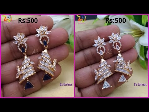 1 Gram Gold Cz Tikkas And Cz Earrings Designs With Price || Buy Online Earrings