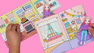 paper doll house quiet book, wardrobe for paper dolls