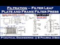plate and frame filter press | filter leaf | L-3, Unit-4 | filtration in pharmaceutical engineering