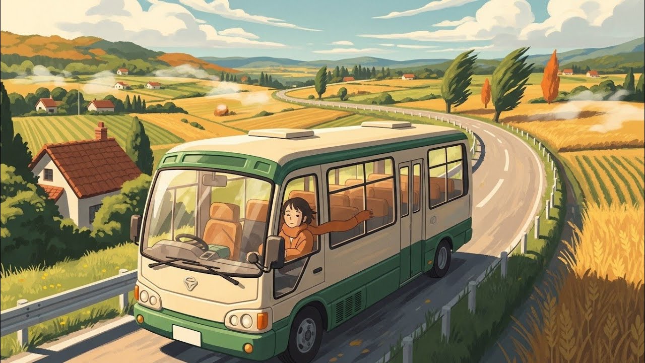 A Cozy Bus Ride Through Winding Village Roads   A warm slice-of-life  full of peace and nostalgia