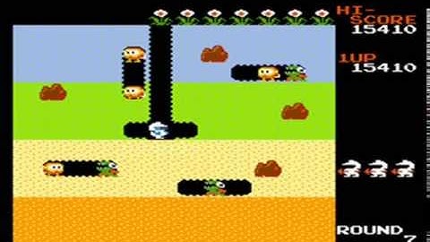 Dig Dug - Nes - Full Playthrough - No Hits Run - ( One Loop )