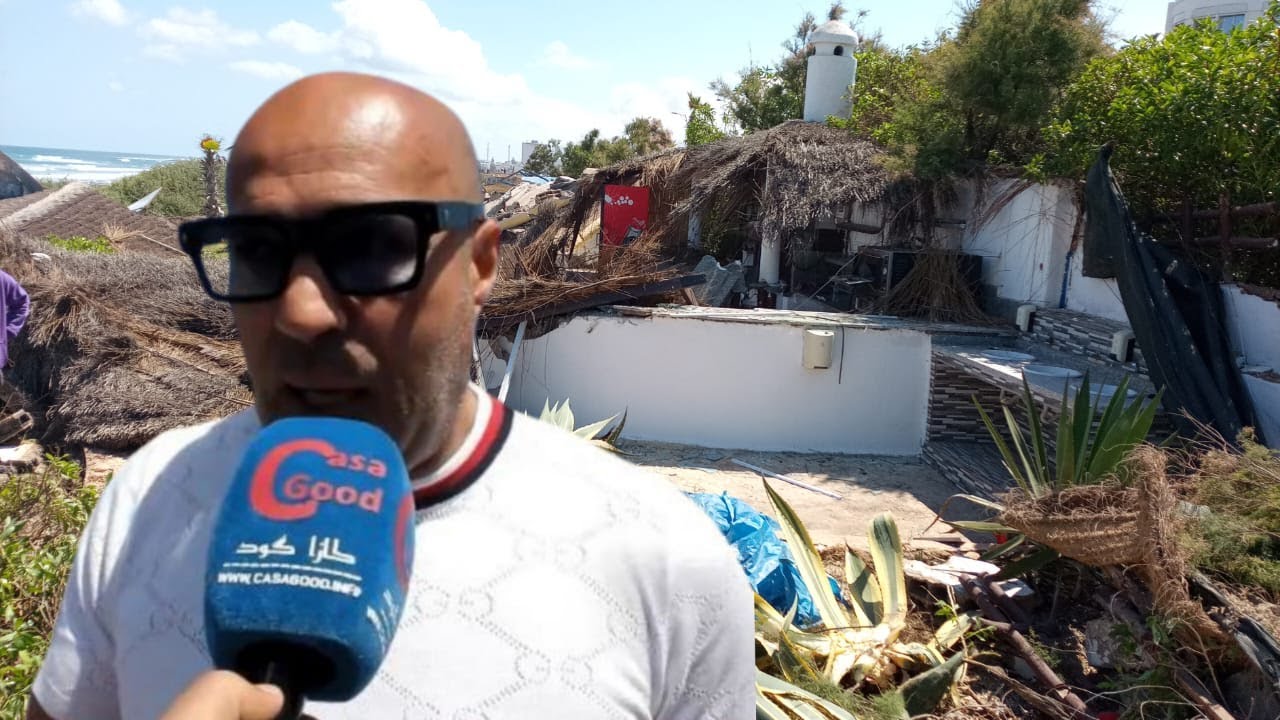 هدم المقاهي المتواجدة فوق الملك البحري بطماريس داربوعزة اقليم النواصر من طرف السلطات