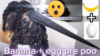 How I use Banana+Egg for Pre Poo+ Full wash day routine and stlye.