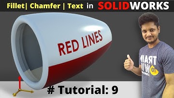 Fillet || Chamfer || Text in Solidworks || #tutorial 9
