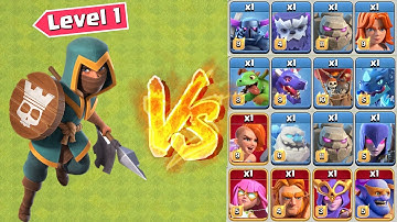 *Level 1* Royal Champion vs All Max Troops - Clash of Clans