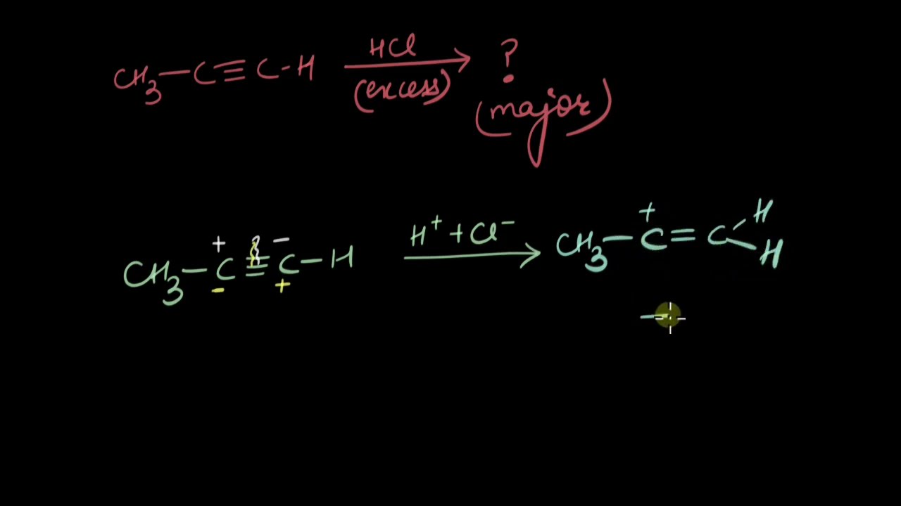 ⁣Hydrohalogenation of alkynes- Part 2 | Chemistry | Khan Academy