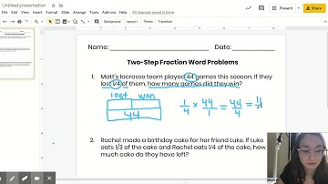 Two-Step Fraction Word Problem Modeled