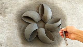 Brainstorming screen with a five-petaled flower from cement