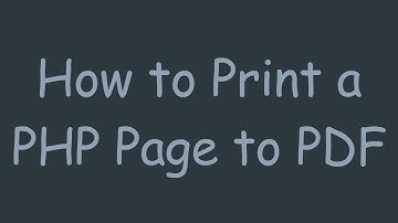 How to Print a PHP Page to PDF