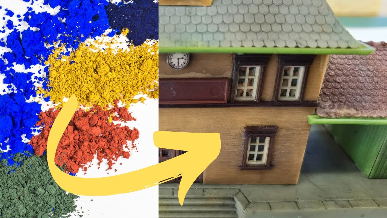 Modelleisenbahn: Altern von Häusern nur mit Farbpigmenten!