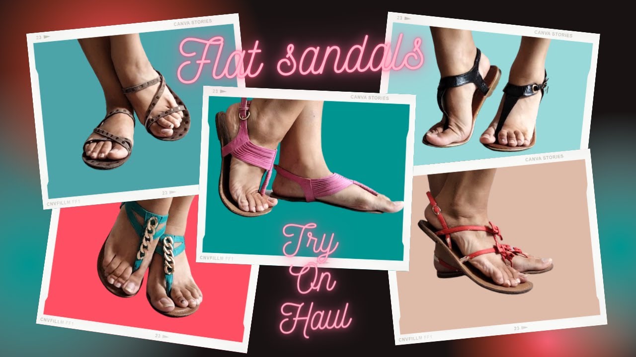 Примерка моей коллекции сандалий на плоской подошве