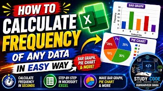 How to Calculate Frequency of any Data in easy way. Make Bar Graph 📊, Pie Chart & more! Study code