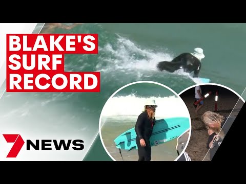 Blake Johnston’s surfing world record at Cronulla | 7NEWS
