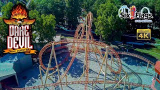 2021 Dare Devil Dive Roller Coaster On Ride Front Seat 4K POV Six Flags Over Georgia