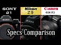 Nikon z9 vs sony a1 vs Canon EOS R3 - specs comparison