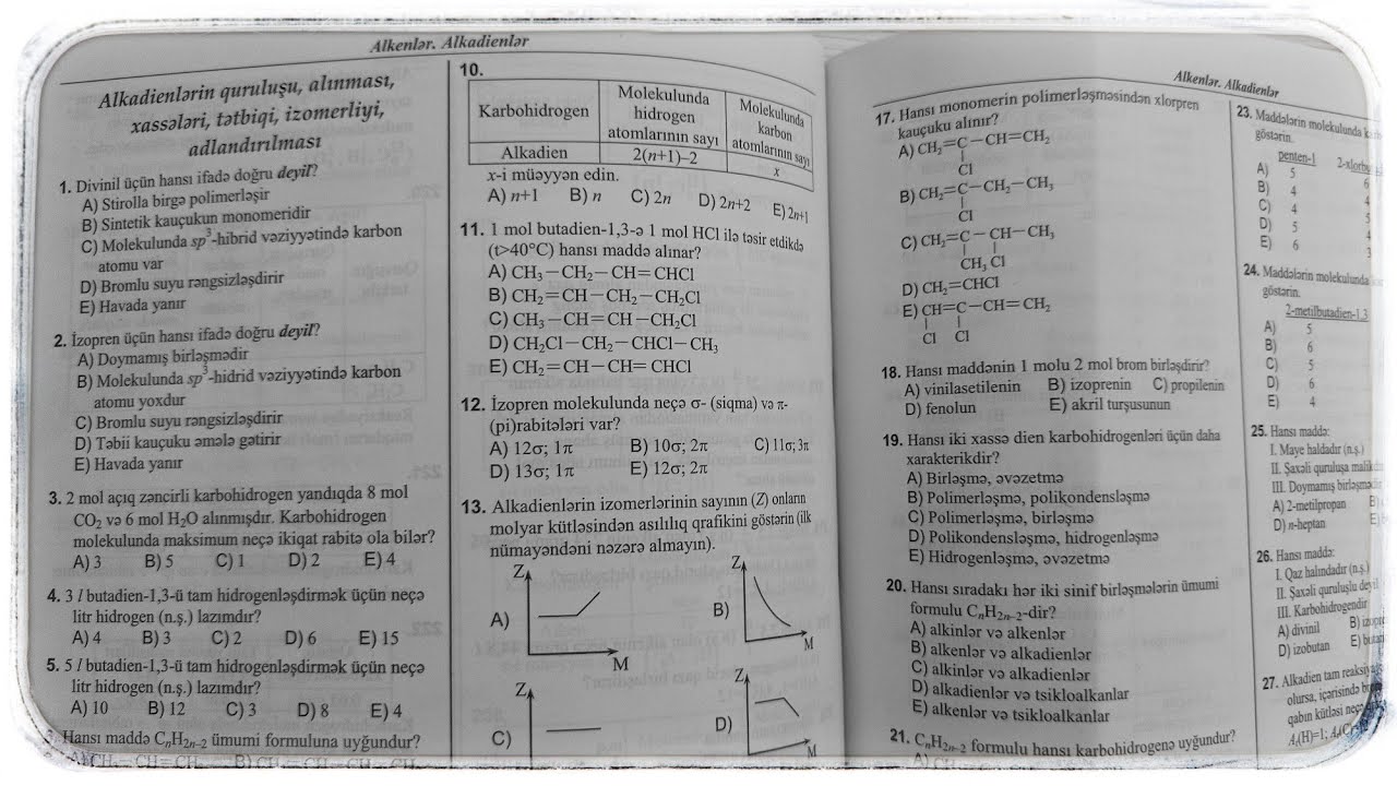 Kimya-Alkadienler,test izahı tam