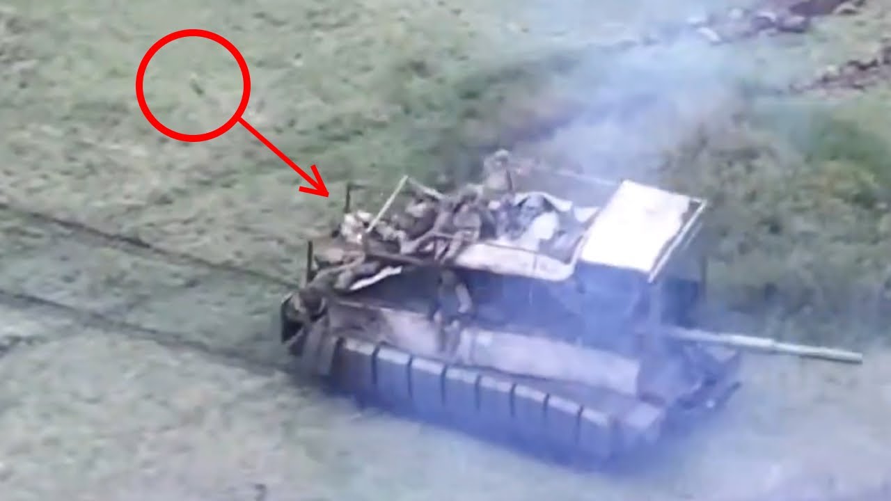 Drone Strike Infantry On Top T-80BVM Tank