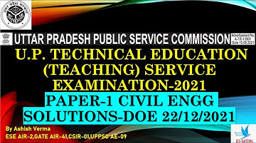 UPPSC Polytechnic Lecturer 2021 Exam Civil Engineering Solution|Paper-1 Answer Key|Brief Explanation