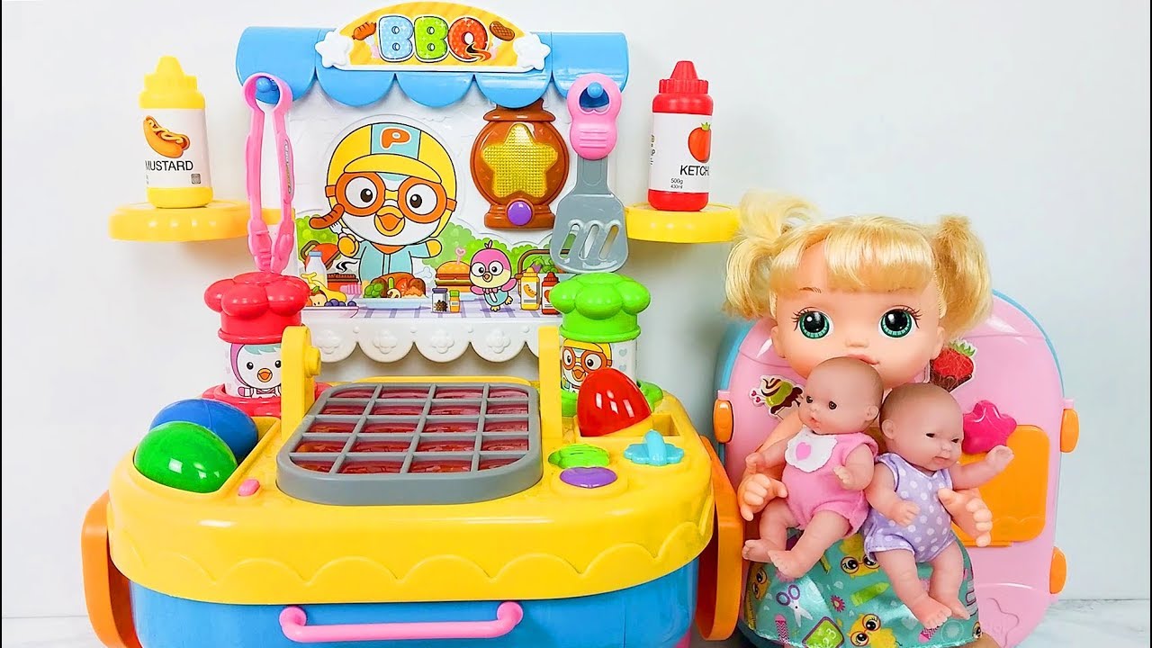 뽀로로 바베큐놀이 Baby doll kitchen toy Slime Mix boneka dapur