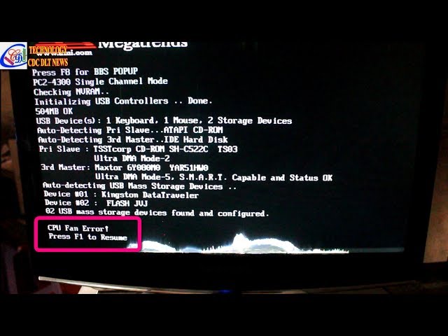 CPU Fan Error! Press F1 to Resume, FIXED! - CollegeStash