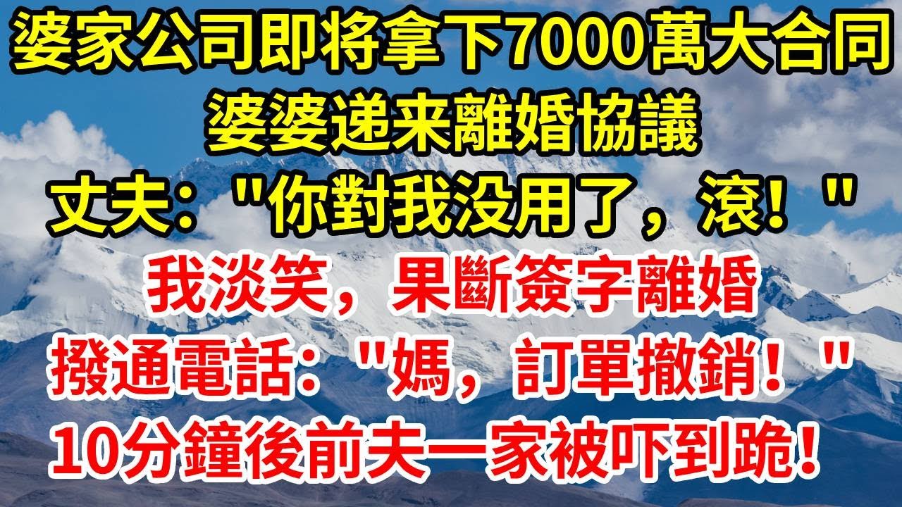 婆家公司即将拿下7000万大合同，婆婆递来離婚協議，丈夫：