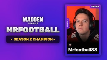 Mrfootball88 Wins Madden Season 2  | 1v1Me League Season 2 Champion