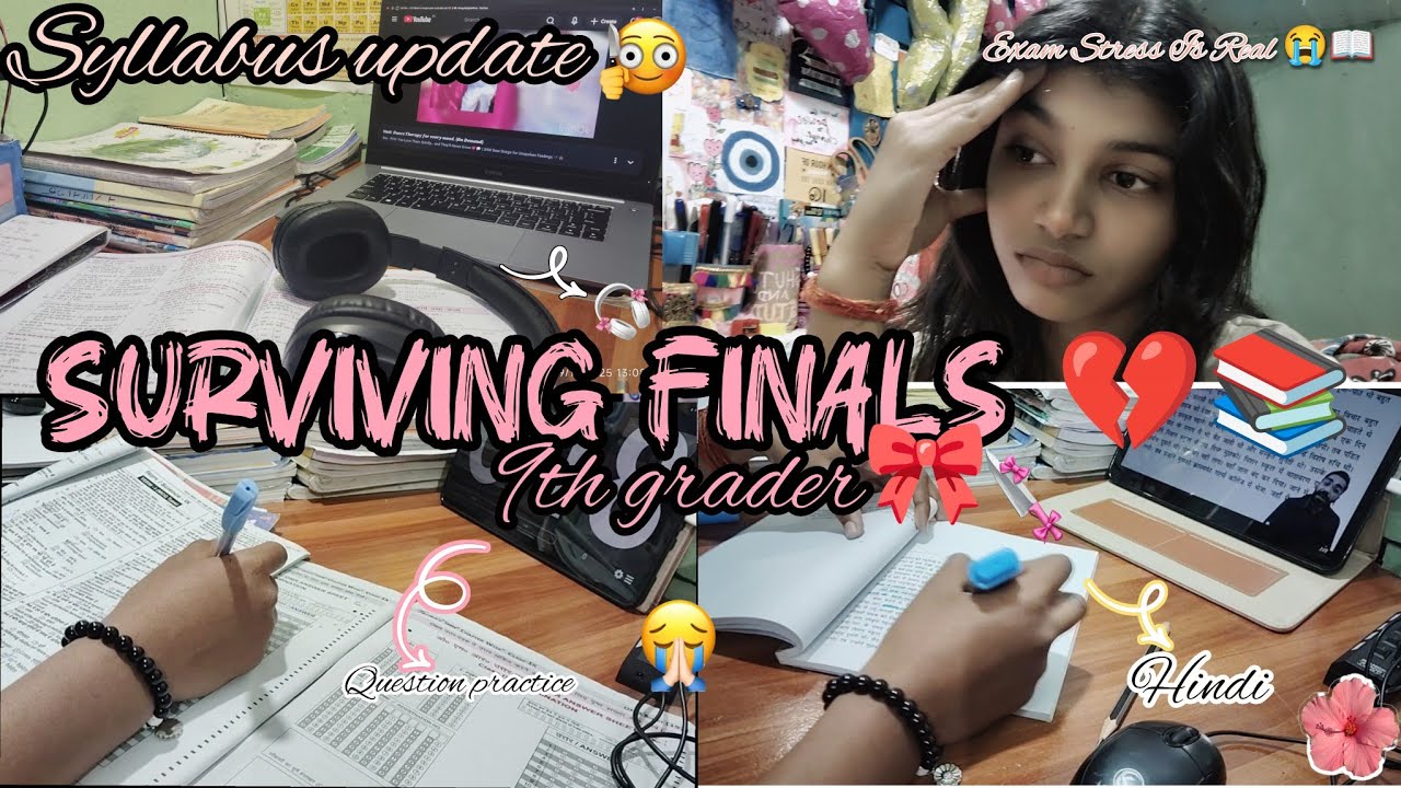 Surviving Finals 💔📚| Exam Stress Is Real 😭📖| 9th Grader Study vlog🌷🎀|Study With Me ☕📝|#studyvlog 