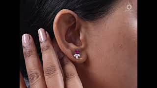 Ruby Round  And Marquise Lab Diamond Stud Earrings @ourosjewels